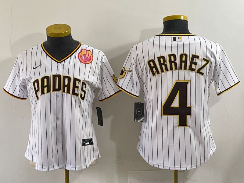 Youth 2025 San Diego Padres #4 Arraez White Stripe Game Nike MLB Jersey style 5